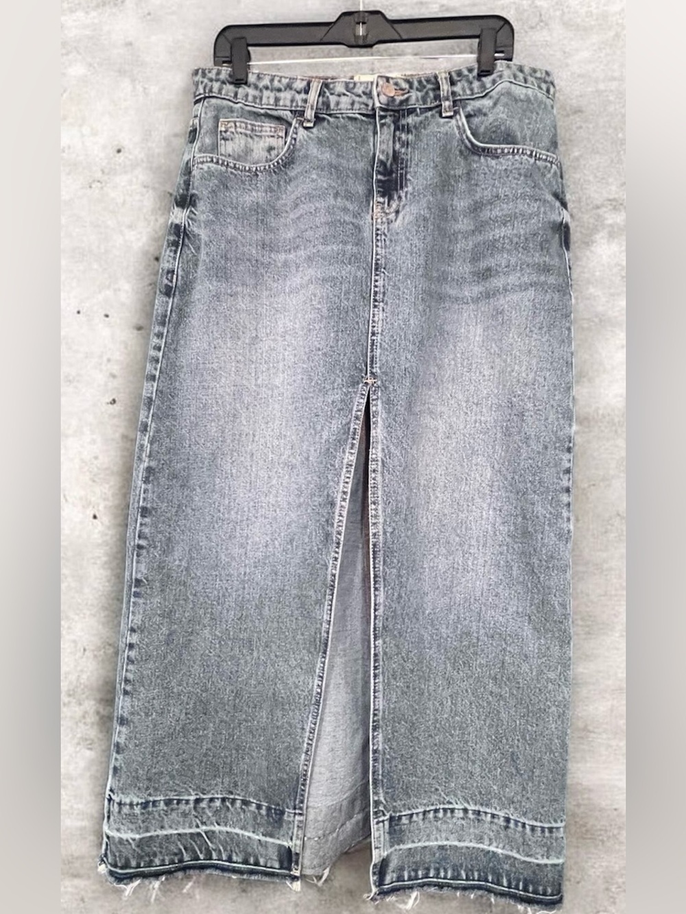 BDG Blue Denim Maxi Skirt with Front Slit